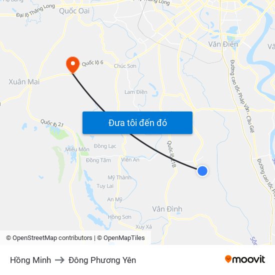 Hồng Minh to Đông Phương Yên map