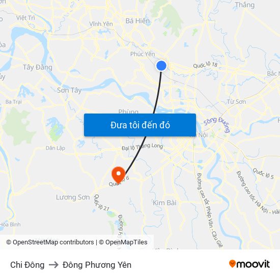 Chi Đông to Đông Phương Yên map