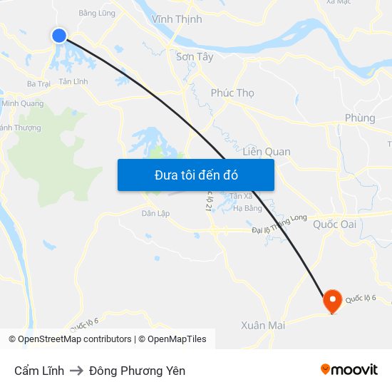 Cẩm Lĩnh to Đông Phương Yên map