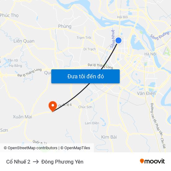 Cổ Nhuế 2 to Đông Phương Yên map