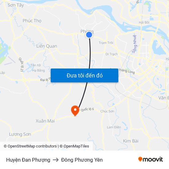 Huyện Đan Phượng to Đông Phương Yên map