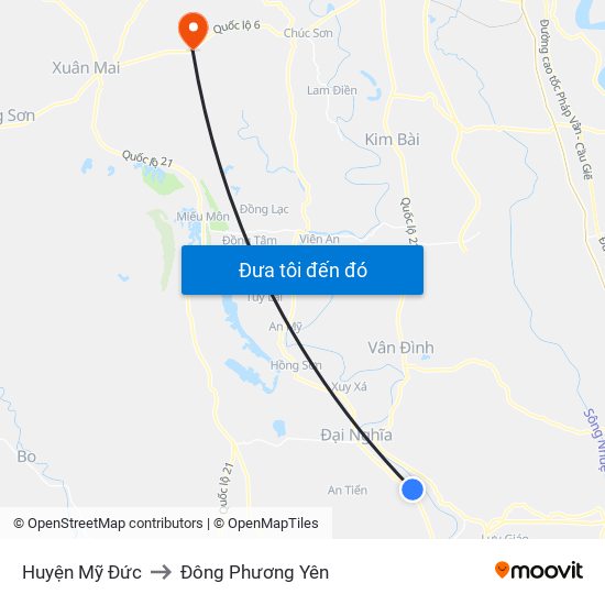 Huyện Mỹ Đức to Đông Phương Yên map