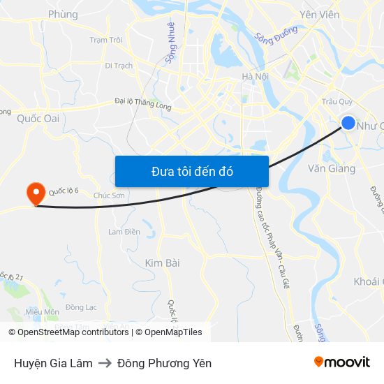 Huyện Gia Lâm to Đông Phương Yên map