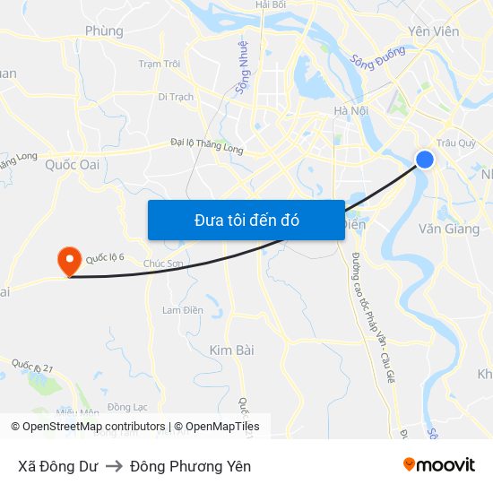 Xã Đông Dư to Đông Phương Yên map