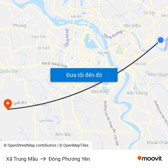 Xã Trung Mầu to Đông Phương Yên map