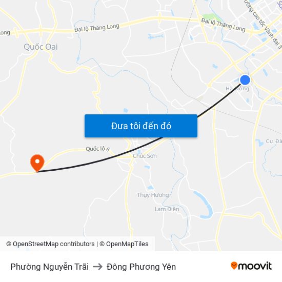 Phường Nguyễn Trãi to Đông Phương Yên map