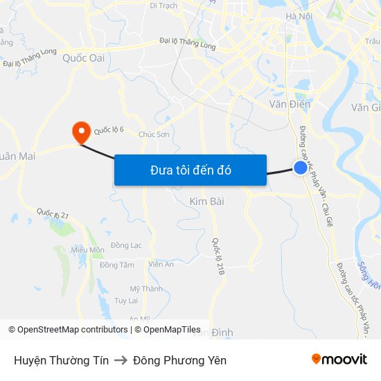 Huyện Thường Tín to Đông Phương Yên map