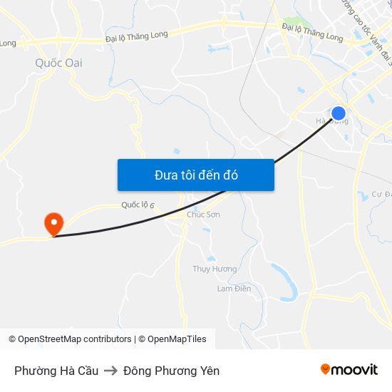 Phường Hà Cầu to Đông Phương Yên map