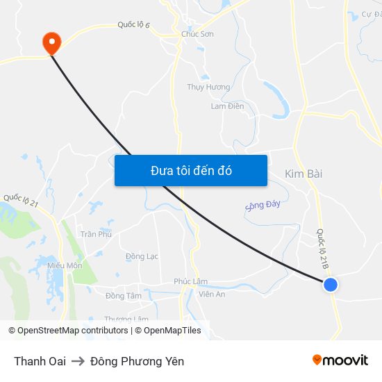Thanh Oai to Đông Phương Yên map