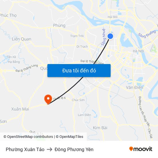 Phường Xuân Tảo to Đông Phương Yên map