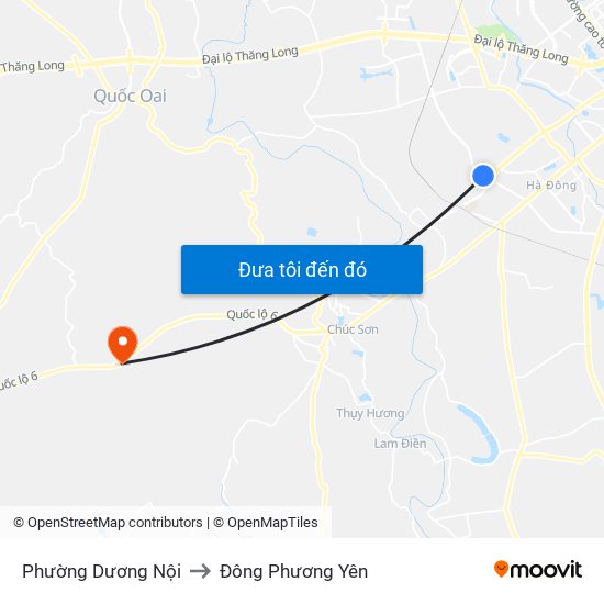 Phường Dương Nội to Đông Phương Yên map