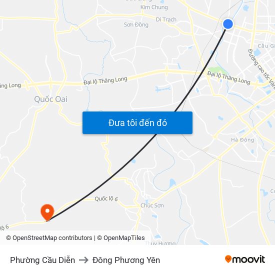 Phường Cầu Diễn to Đông Phương Yên map