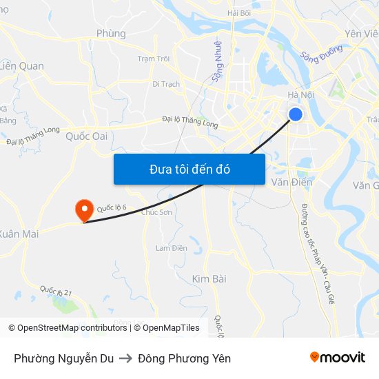 Phường Nguyễn Du to Đông Phương Yên map