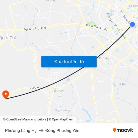 Phường Láng Hạ to Đông Phương Yên map