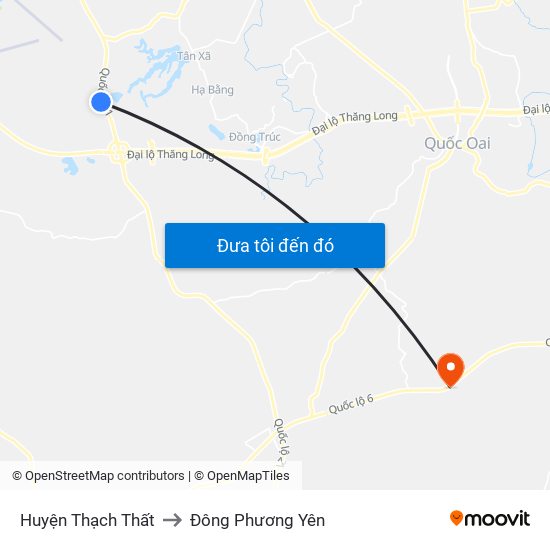 Huyện Thạch Thất to Đông Phương Yên map