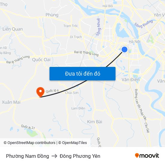 Phường Nam Đồng to Đông Phương Yên map