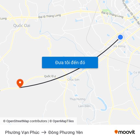 Phường Vạn Phúc to Đông Phương Yên map