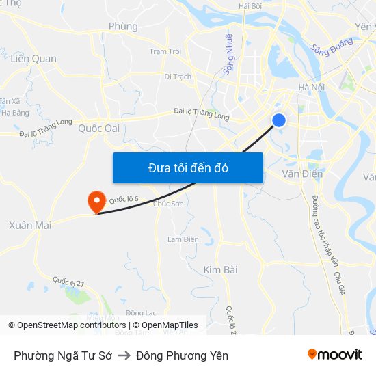 Phường Ngã Tư Sở to Đông Phương Yên map