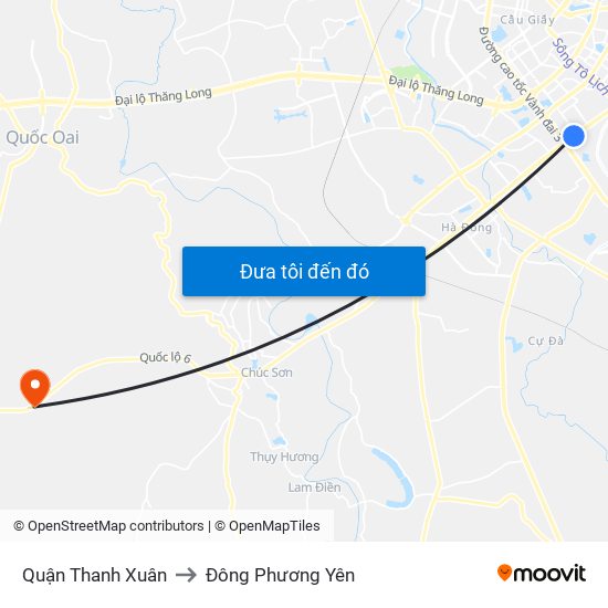 Quận Thanh Xuân to Đông Phương Yên map