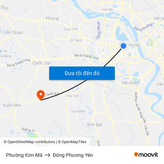 Phường Kim Mã to Đông Phương Yên map