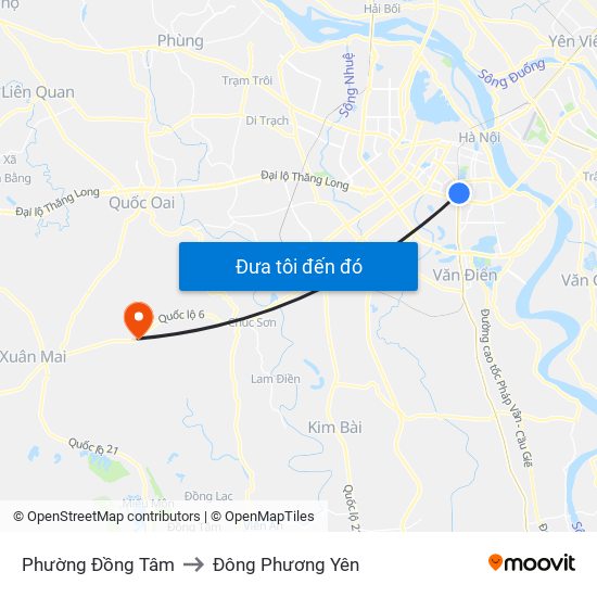 Phường Đồng Tâm to Đông Phương Yên map