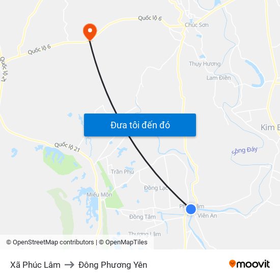 Xã Phúc Lâm to Đông Phương Yên map