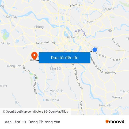 Văn Lâm to Đông Phương Yên map