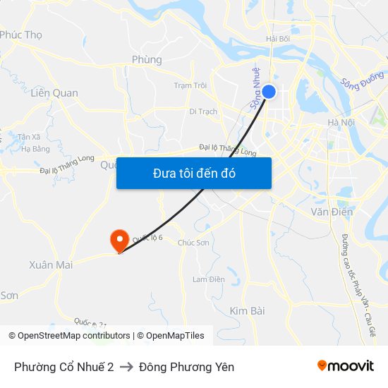 Phường Cổ Nhuế 2 to Đông Phương Yên map