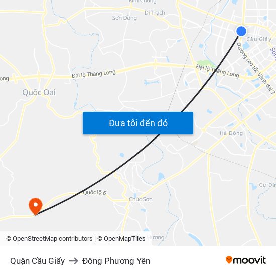 Quận Cầu Giấy to Đông Phương Yên map