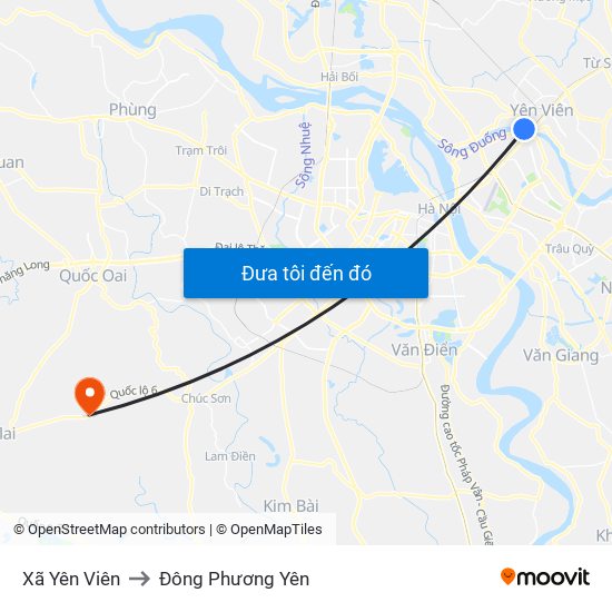 Xã Yên Viên to Đông Phương Yên map