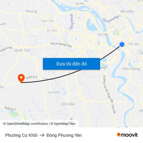 Phường Cự Khối to Đông Phương Yên map