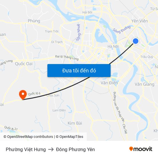 Phường Việt Hưng to Đông Phương Yên map