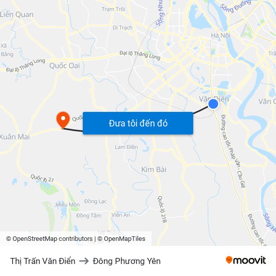 Thị Trấn Văn Điển to Đông Phương Yên map