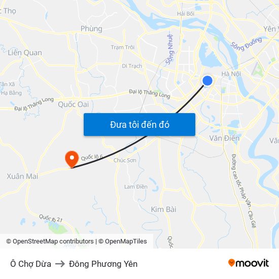 Ô Chợ Dừa to Đông Phương Yên map