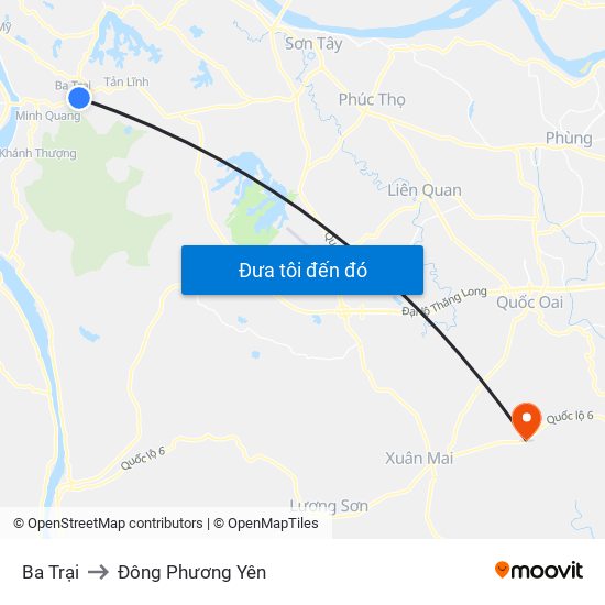 Ba Trại to Đông Phương Yên map