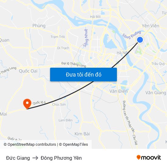 Đức Giang to Đông Phương Yên map