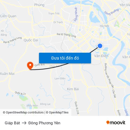 Giáp Bát to Đông Phương Yên map