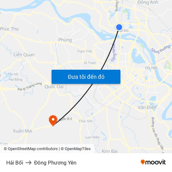 Hải Bối to Đông Phương Yên map