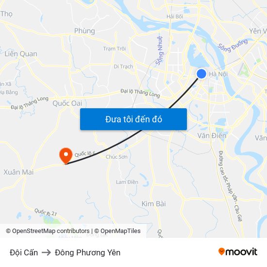 Đội Cấn to Đông Phương Yên map