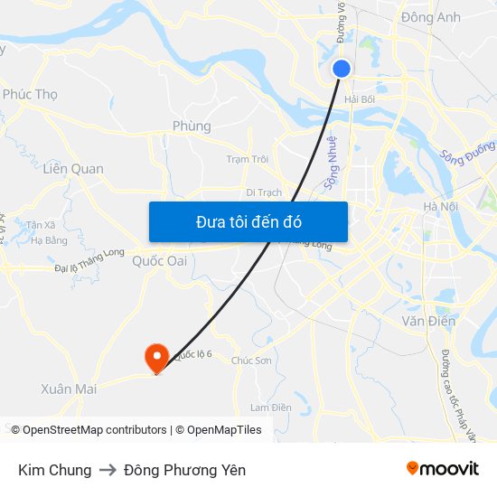 Kim Chung to Đông Phương Yên map