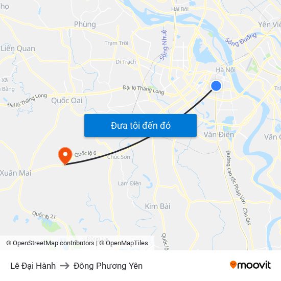 Lê Đại Hành to Đông Phương Yên map