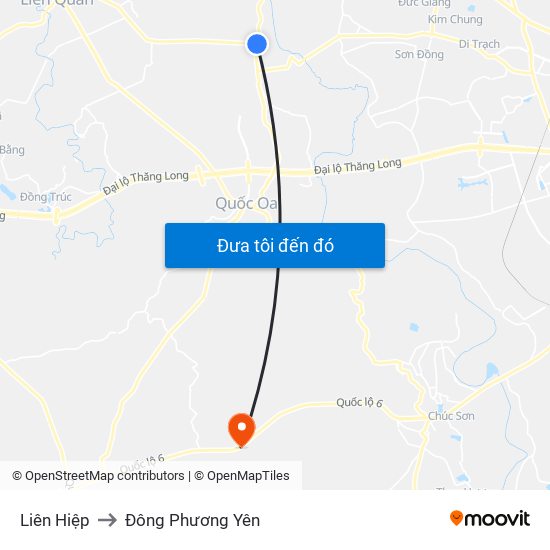 Liên Hiệp to Đông Phương Yên map