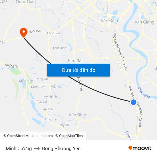 Minh Cường to Đông Phương Yên map