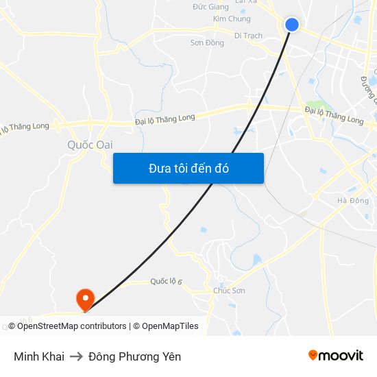 Minh Khai to Đông Phương Yên map
