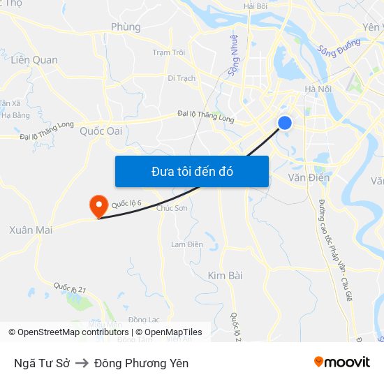 Ngã Tư Sở to Đông Phương Yên map