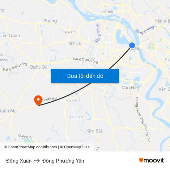 Đồng Xuân to Đông Phương Yên map