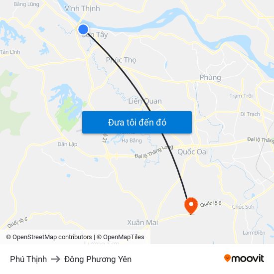 Phú Thịnh to Đông Phương Yên map