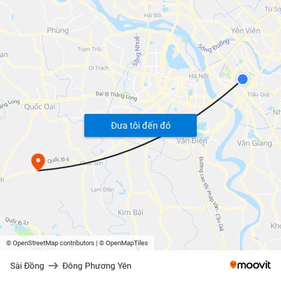 Sài Đồng to Đông Phương Yên map