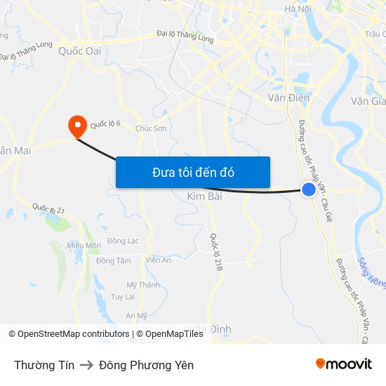 Thường Tín to Đông Phương Yên map