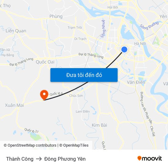 Thành Công to Đông Phương Yên map